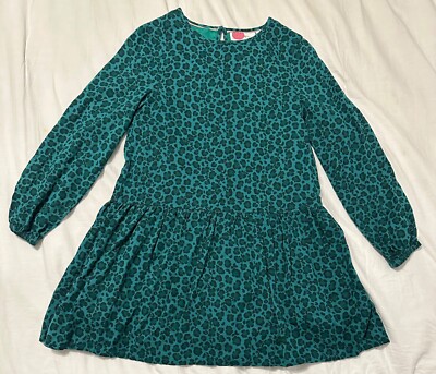 Mini Boden Green Leopard Print Dress EUC Size 8/9 - Main Image