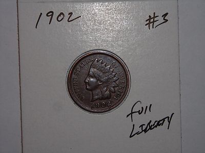 INDIAN HEAD PENNY 1902 NICE SMALL CENT 1902-P LOT #3 NICE AU+ DETAILS SEMI-KEY 