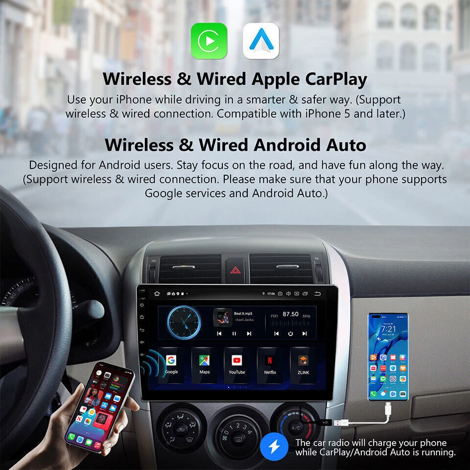 10.1" Android 13 Apple Carplay 4G+64GB Car Stereo Radio GPS Navi WiFi Double Din - Image 2 of 4