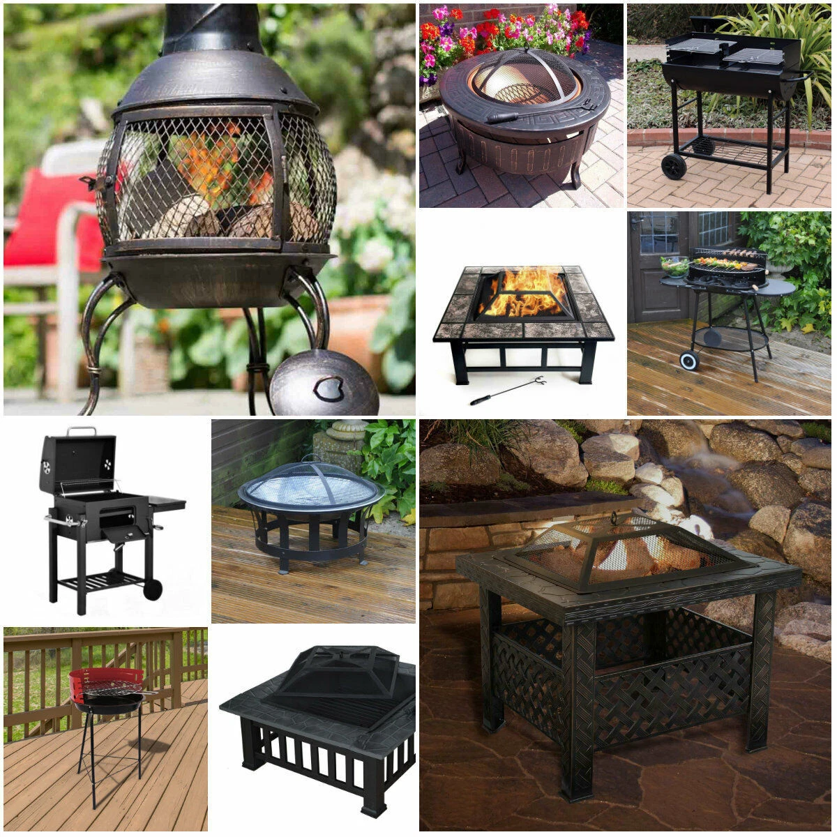 BBQ Fire Pit Barbecue Grill Table Patio Outdoor Garden Log Burner Portable  Steel | eBay