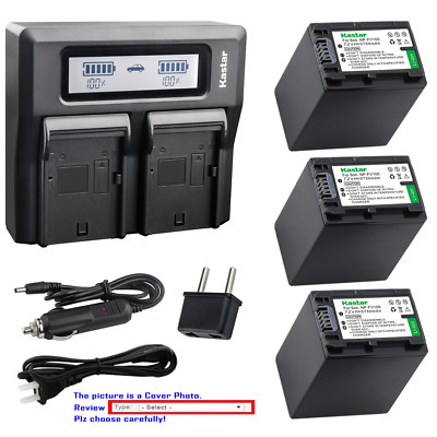 Kastar Battery Dual LCD Fast Charger for Sony DCR-SR100 DCR-SR190 DCR-SR200
