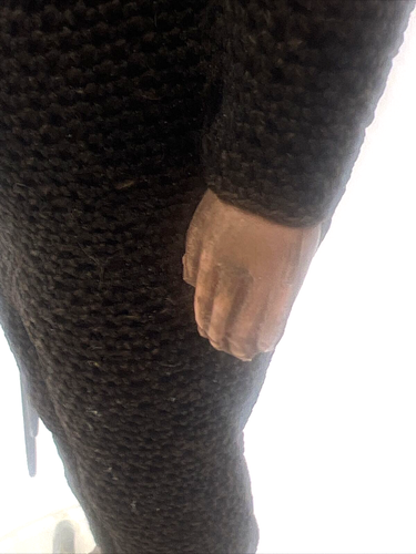 Doll Celluloid 1930s Chimney Sweep Hand Painted Crocheted Suit Ladder 9" w/Stand - Picture 5 of 8