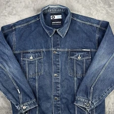 Vintage Southpole Denim Jacket Mens 2XL Blue Grunge Skater Streetwear Distressed