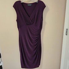 Lauren Ralph Lauren Essentials Raisin Sleeveless Ruching Dress Size 10