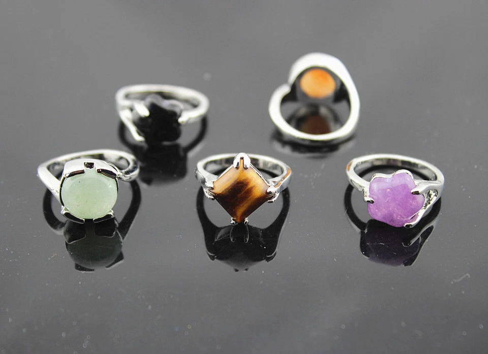 Wholesale Mix Lots 50pcs natural Stone Silver p Colorful Lady's ring Party Gifts - Image 2 of 3