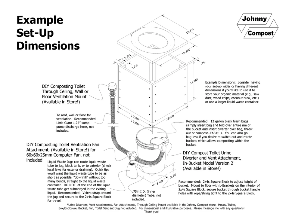 DIY Compost Toilet XL Urine Diverter and Ventilation Kit - Image 2 of 4