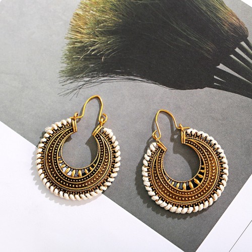 Mujeres Boho Patrón Retro Puño Ahuecado Elegante Gancho Pendientes Joyería Regalo - Imagen 35 de 140
