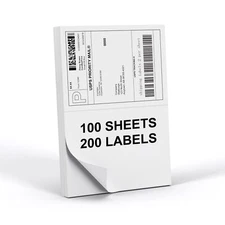 8.5" x 5.5" Shipping Labels 200 Labels Half Sheet Shipping Mailing Labels for...