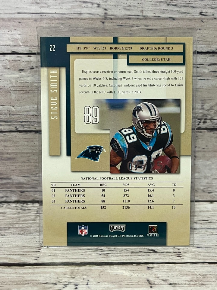 2004 Playoff Prestige Xtra Points #22 Steve Smith #'d/25 - Image 2 of 2