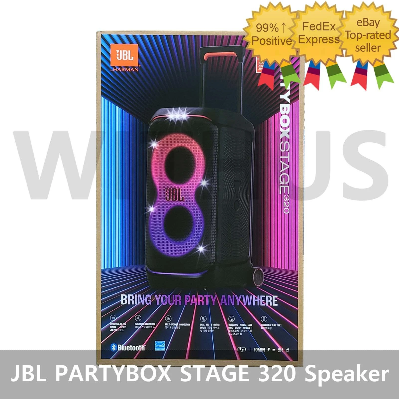 【美品】JBL PartyBox 320 JBL PartyBox Stage 320 Portable Wireless Party Speaker Black
