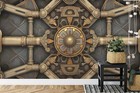 Mechanical Steampunk Symmetrical Wallpaper Mural Removeable Washable Peel &Stick