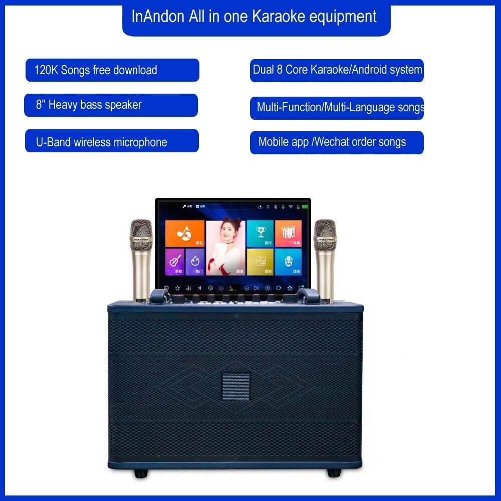 2023 Karaoke All in one equipment with speaker,Smart AI voice Wireless mic