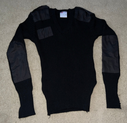 Rothco Sweater BLACK - 100% Wool Military V Neck Pullover Commando Mens Adult 50 - Picture 1 of 11