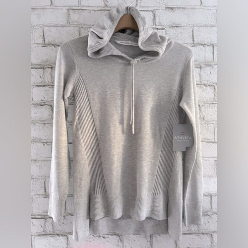 NWT Athleta Winding River Knit Pullover Hoodie Grey Size XXS - Picture 2 of 7