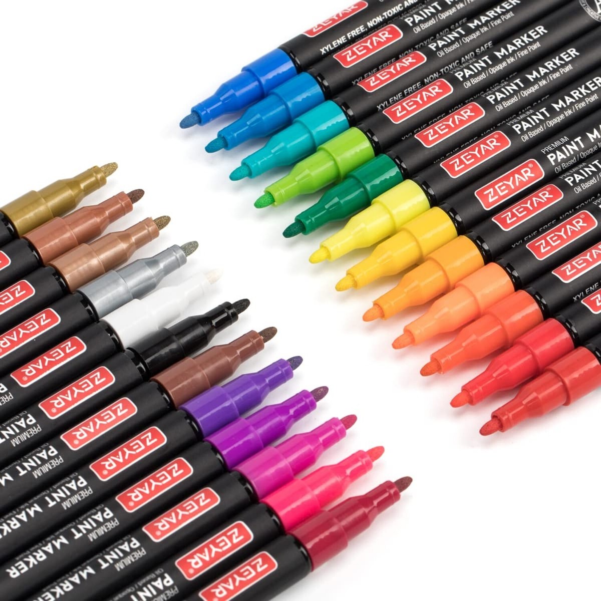 ZEYAR Oil-Based Paint Markers, Fine Point 24 Colors, AP Certified