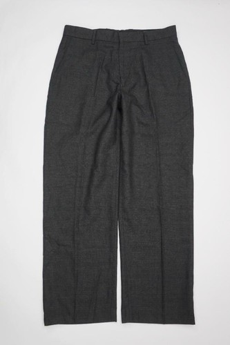 BANANA REPUBLIC Lined Flat Front Wool Dress Pants Charcoal Plaid Mens 34x30 - Picture 2 of 10