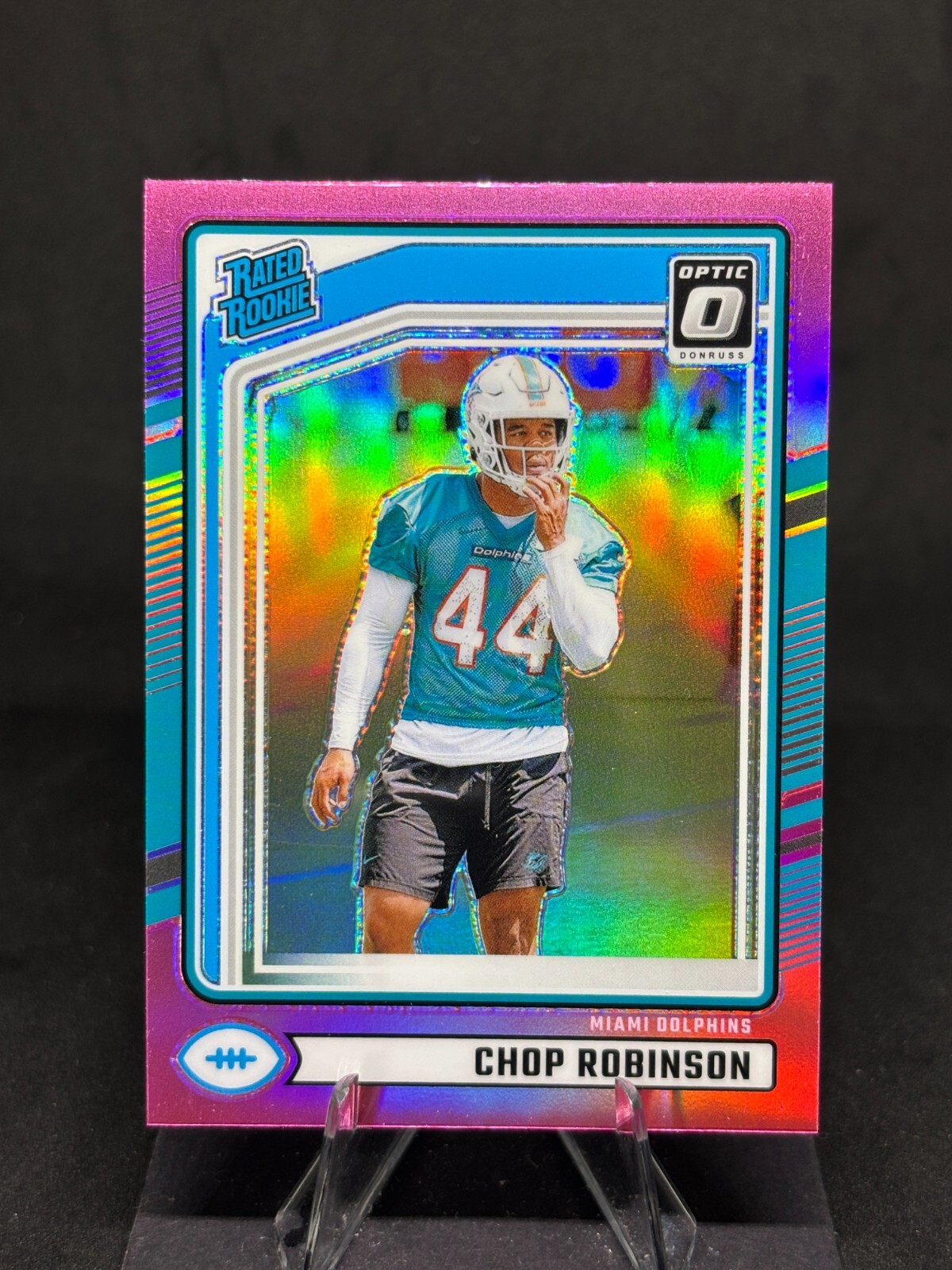 Chop Robinson 2024 Donruss Optic Preview Pink Prizm Rated Rookie #351 Dolphins