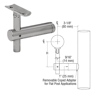 Soporte de riel de mano montado en poste CRL HR2JPBS 316 acero inoxidable cepillado serie Sunset - Imagen 4 de 4