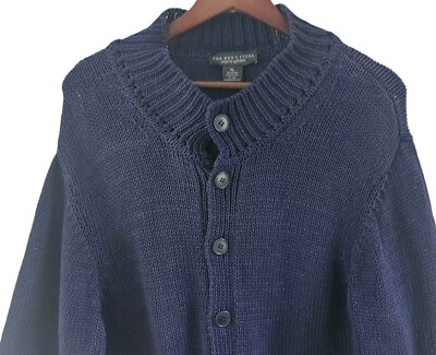 The Mens Store Bloomingdales Blue Grandpa Cardigan Sweater Knit