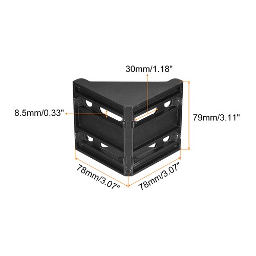4pcs Inside Corner Bracket Gusset 78x78x79mm 8080 Angle Connectors Black - Picture 3 of 8