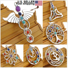 Fashion Chakra Healing Point Natural Reiki 7 Gemstone Beads Pendant For Necklace