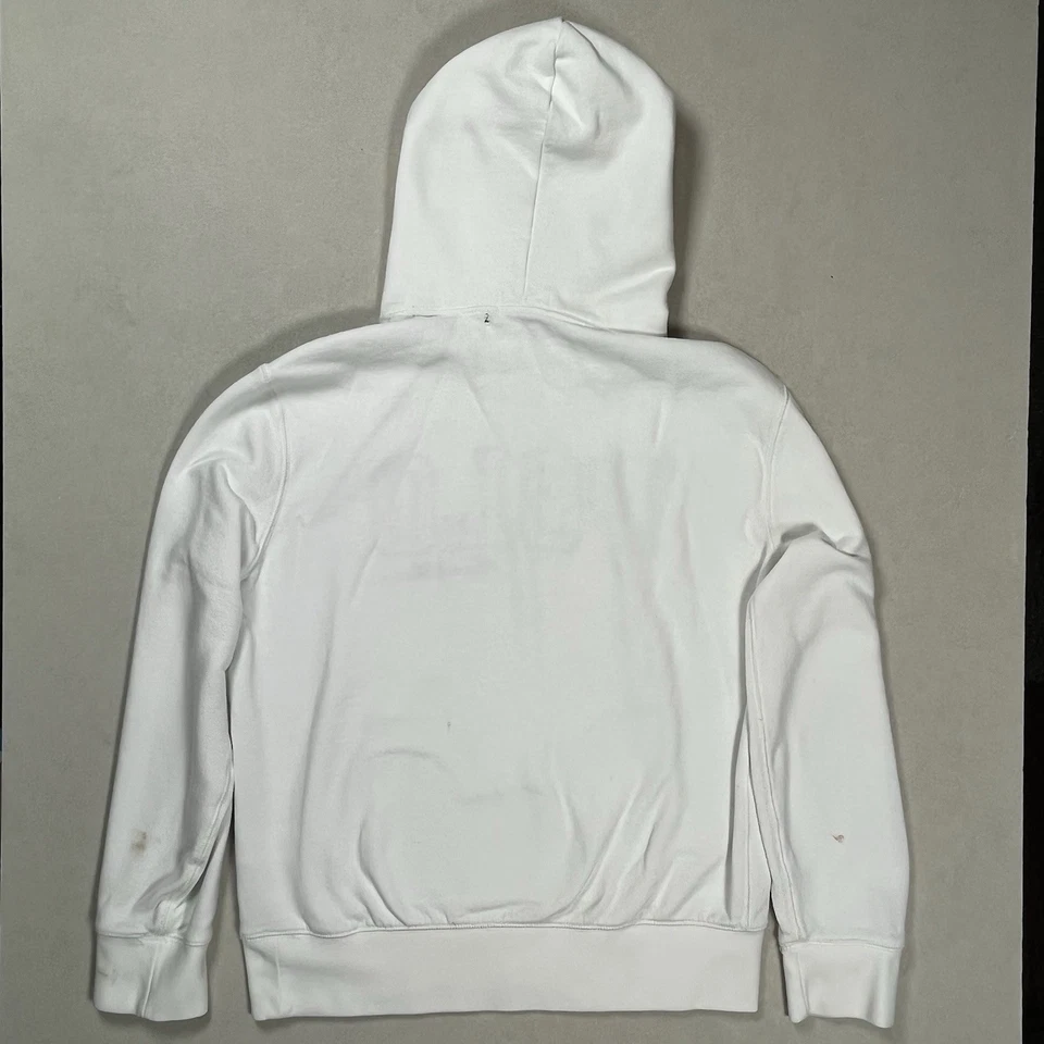 Polo Ralph Lauren Hombre Blanco Rayas Logo Polar Pullover Sudadera con Capucha Talla Mediana LEER Foto 4 de 4