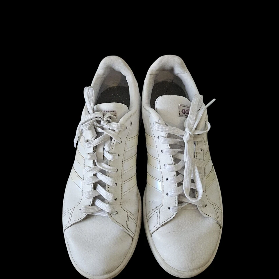 Tênis Adidas Cloud Foam Comfort branco roxo iridescente logotipo feminino tamanho 9 - Imagem 2 de 4