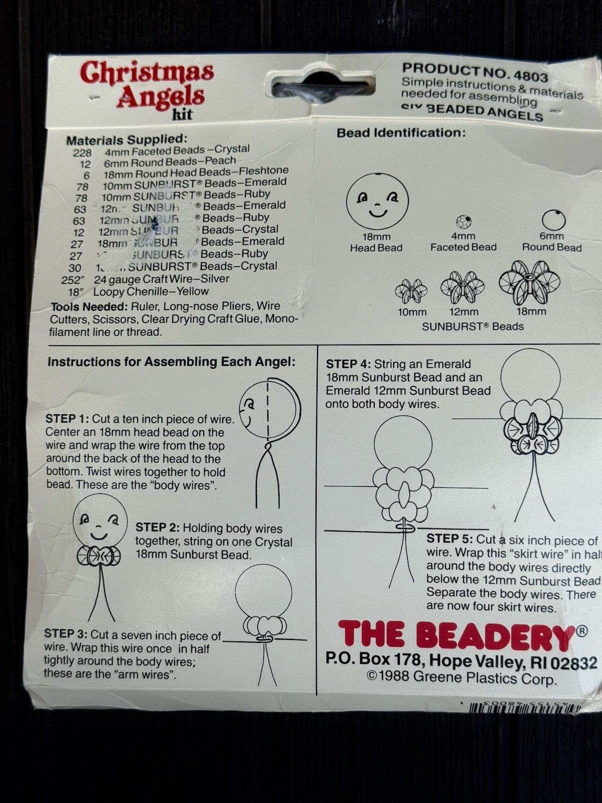 🎄 The Beadery Christmas Angels Kit – 1988 – 6 Beaded Ornaments – Unopened