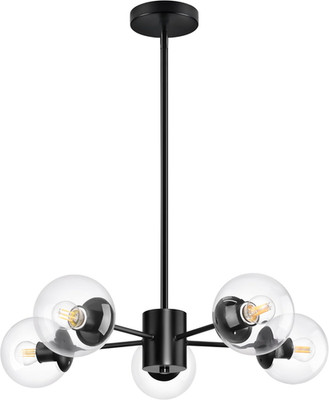 5-Light Globe Sputnik Chandelier Black Mid Century Sputnik Chandeliers Dimmable