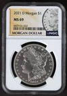 2021-D NGC MS69 MORGAN Silver $1 Dollar Coin Denver Mint MS69
