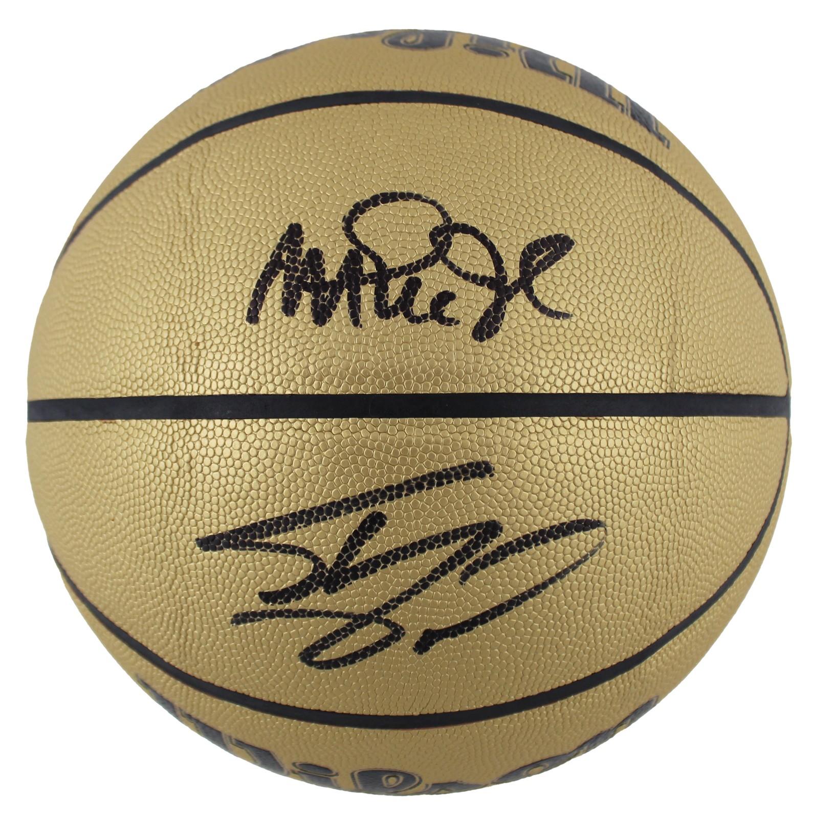 Magic Johnson & Shaquille O'Neal Autographed Signed Los Angeles Lakers Lakers Gold Wilson Basketball BAS Wit 