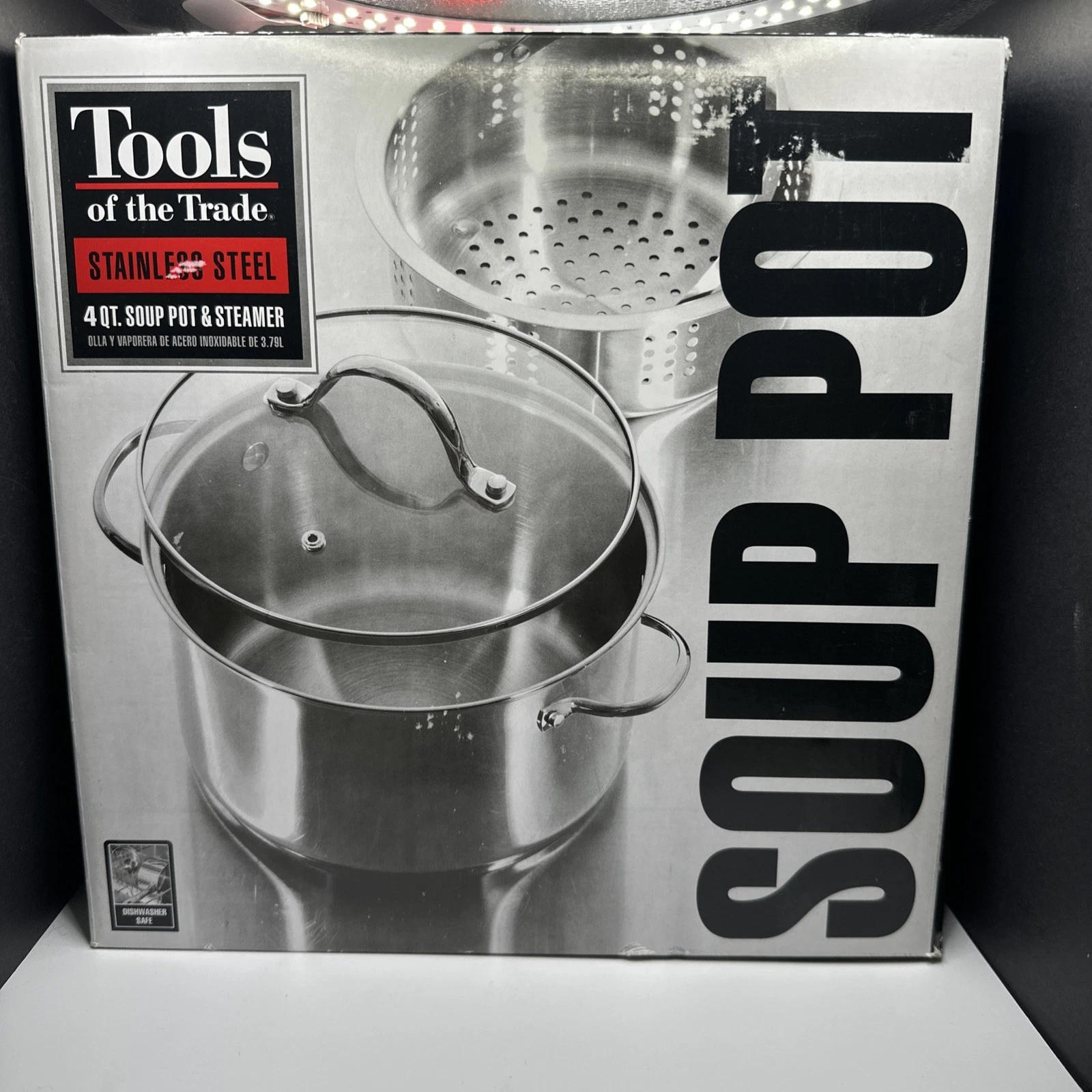 Tools of the Trade Stainless Steel 4 QT. Soup Pot, Lid & Steamer Insert - NIB