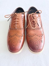 BRUNO MARC GRANDWING MEN's BROWN LEATHER WINGTIP OXFORD SHOES - SIZE 10.5