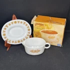 Vintage PYREX Compatibles Corning 77-4 Butterfly Gold 16oz Gravy Boat with Box