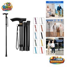 Portable Walking Stick - 5-Level Adjustable Height Folding Cane for Mobility