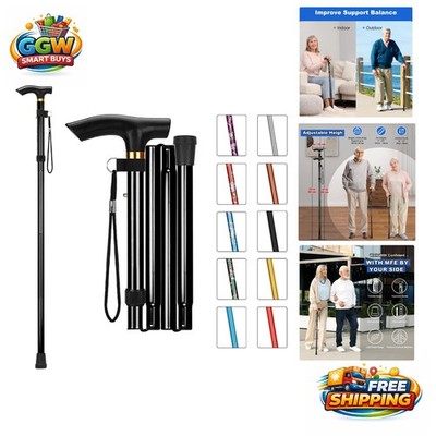 Portable Walking Stick - 5-Level Adjustable Height Folding Cane for Mobility