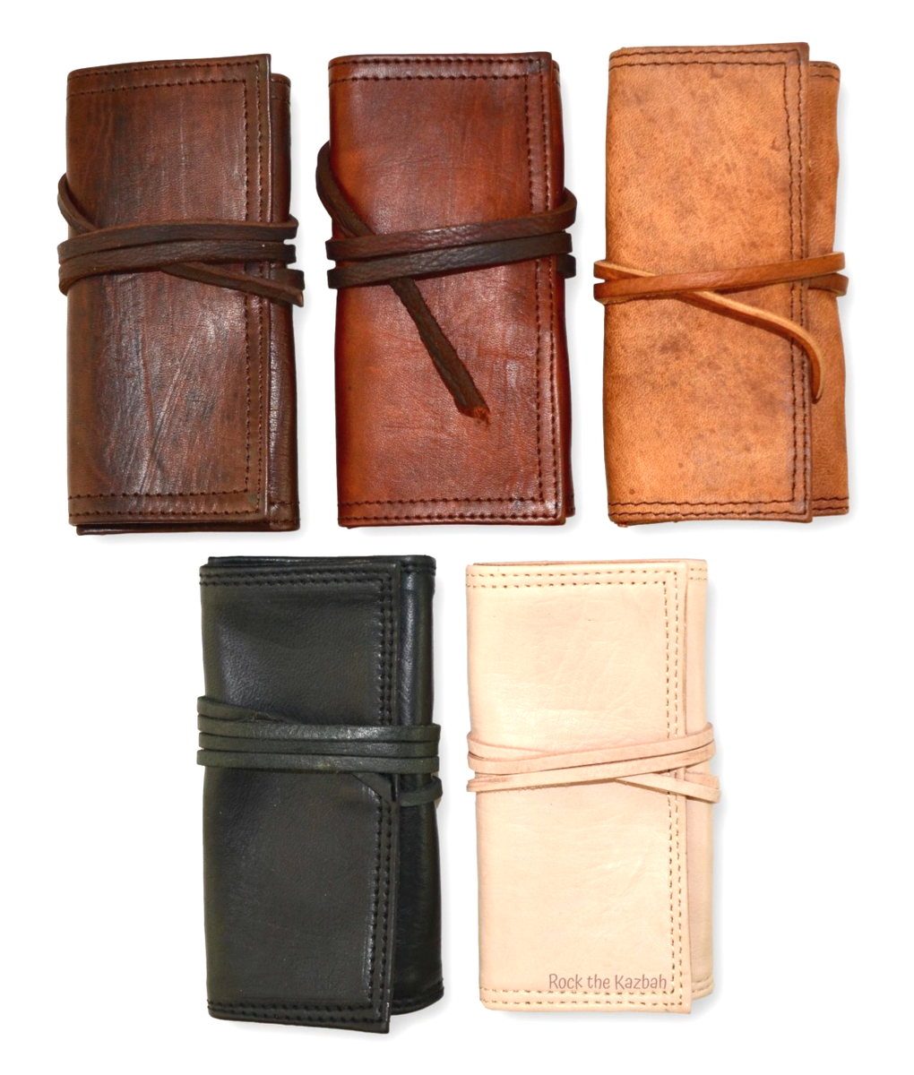 100% ORGANIC LEATHER TOBACCO POUCH BAG CASE WALLET TIN BROWN