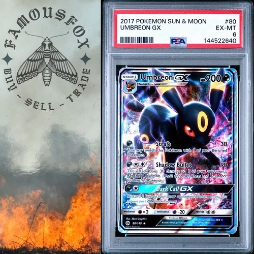 2017 POKÉMON SUN & MOON UMBREON GX 80/148 PSA 6 EX-MT