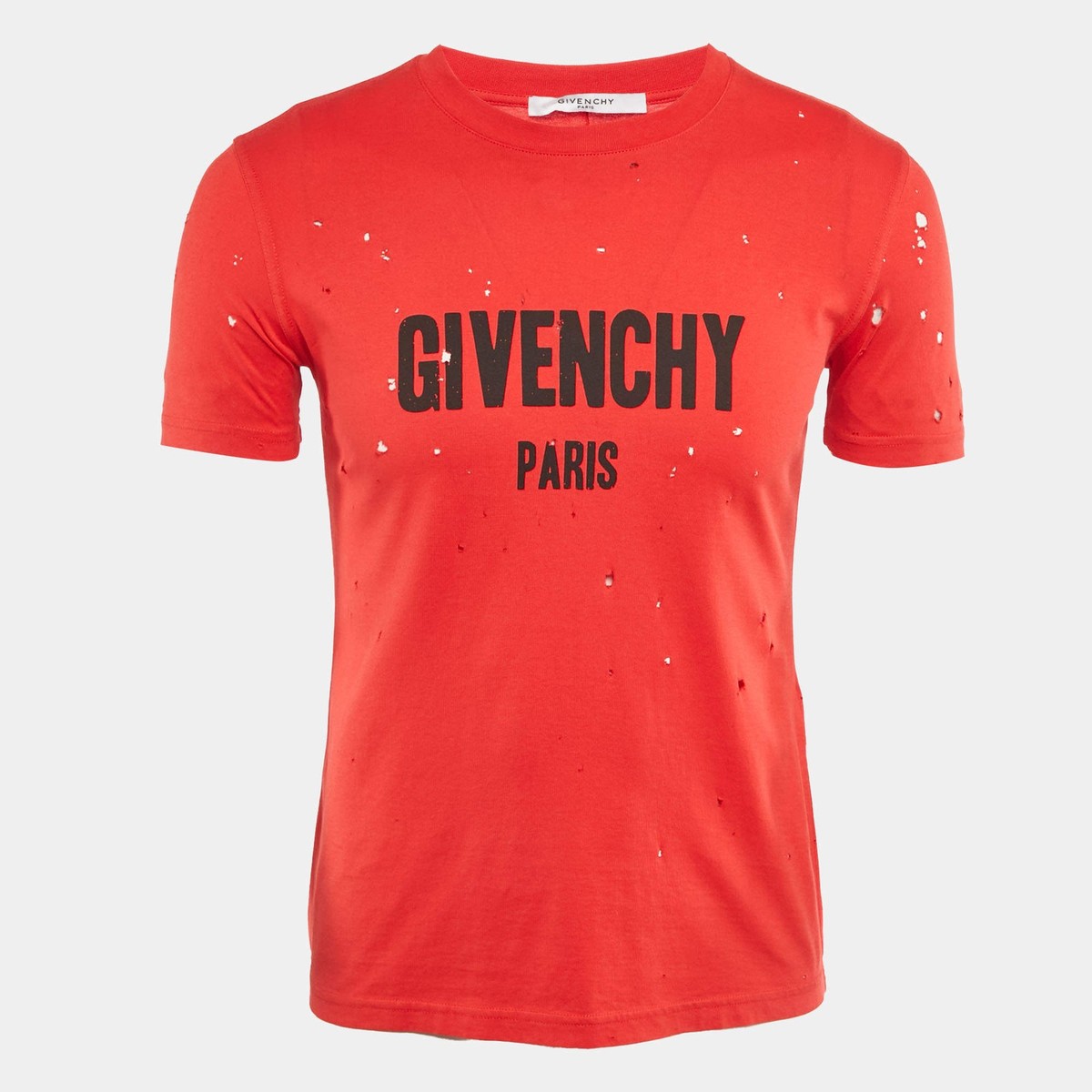 Givenchy Red Distressed Cotton Half Sleeve TShirt M | eBay