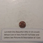 Lot #183 One Beautiful 1952-D Lincoln Wheat VF-EF Full Date-Letters See Pictures