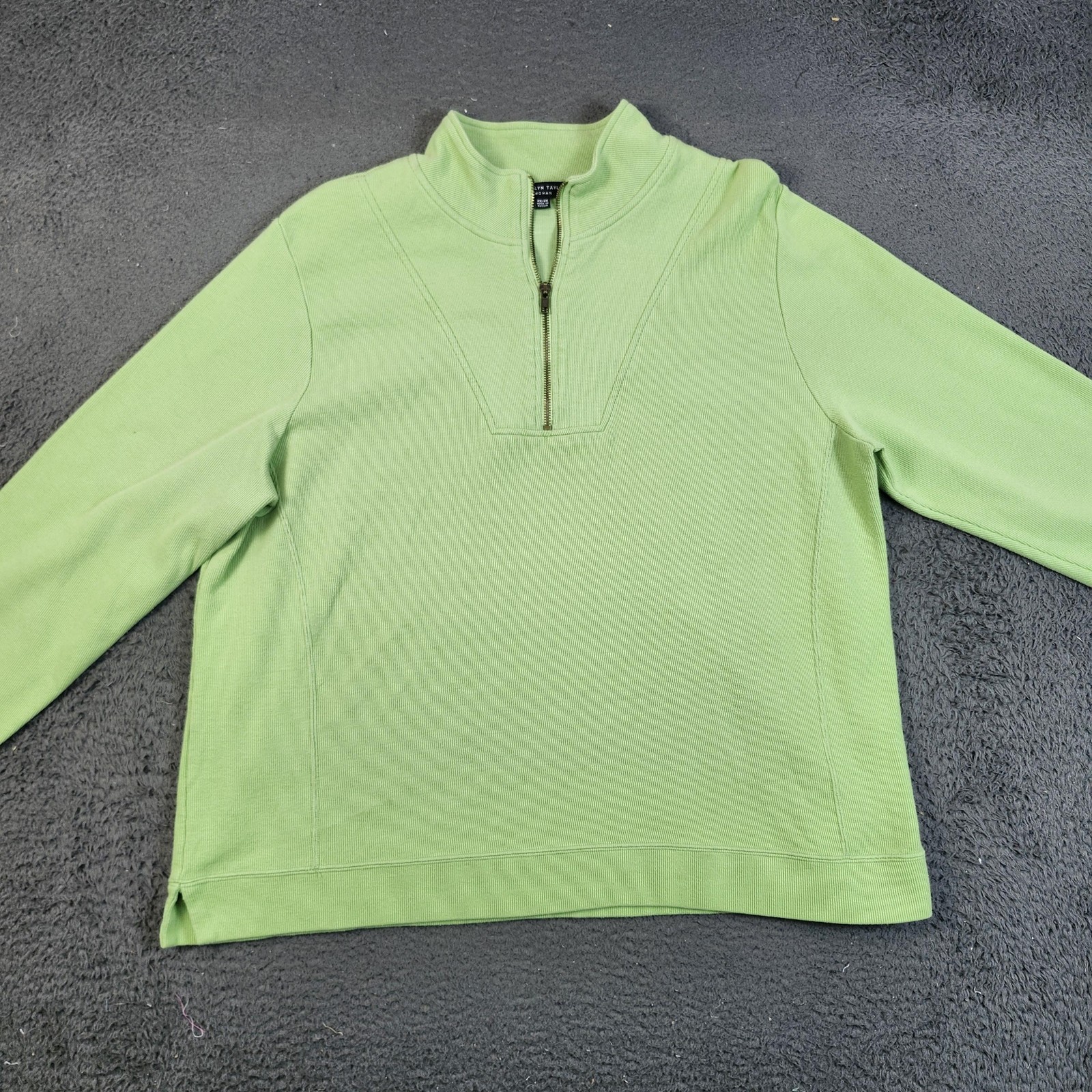 Carolyn Taylor Sweater Womens 2XL Green Quarter Zip Mock Neck Knit Pullover