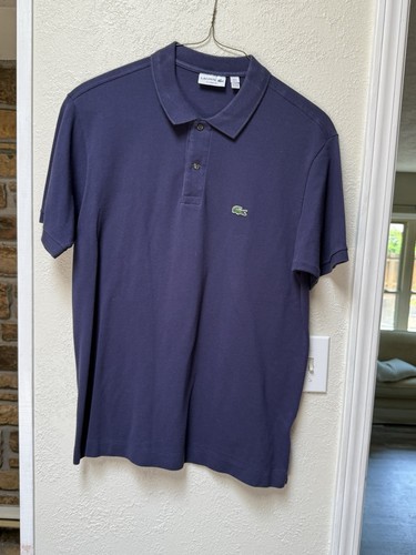 Lacoste Marineblau Polo Golf Shirt Herren Gr. L Piqué Baumwolle Kurzarm - Bild 3 von 6