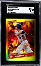 2020 Donruss Optic R86-10 Paul Molitor GOLD PRIZM /10 SGC 9 MINT (4/10)