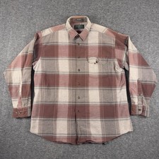 Vintage Orvis Shirt Mens Large Brown Plaid Flannel Long Sleeve Button Front