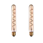 Tubular T185 Long Light Bulb Edison Screw Amber Glass Edison LED Bulb 2 Pack