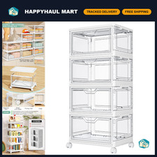 Clear Stackable Storage Bins with Lids - 4-Tier 23qt Plastic Organizers