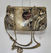 DKNY Snake Skin Chain Leather Strap Shoulder Bag Purse