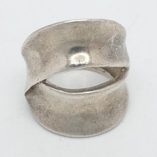 Sterling Silver Wrap Modernist Wide Band Ring Size 6.5