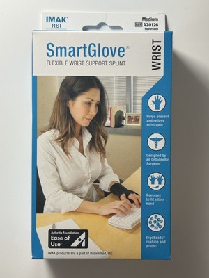 Brownmed IMAK SmartGlove Flexible Wrist Support Splint, Medium, Black (New)
