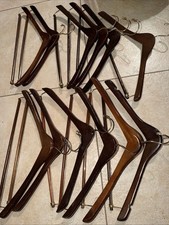 Lot of 12 Vintage Heavy Wooden Hangers Suits Pants Coat Dress Shirts Slacks Wood